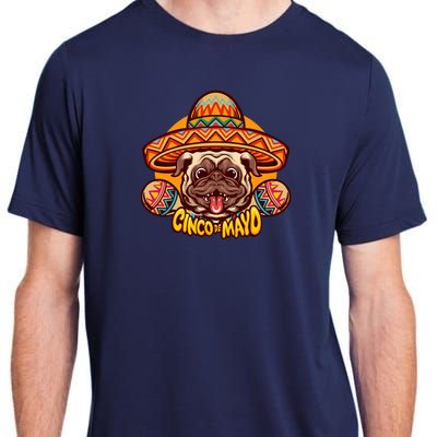 Cinco De Mayo Cute Pug Adult ChromaSoft Performance T-Shirt