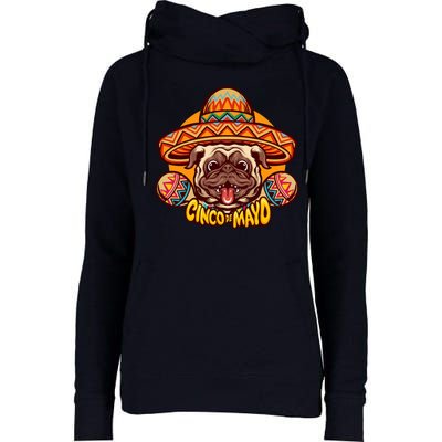 Cinco De Mayo Cute Pug Womens Funnel Neck Pullover Hood