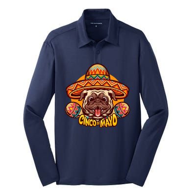 Cinco De Mayo Cute Pug Silk Touch Performance Long Sleeve Polo