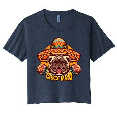 Cinco De Mayo Cute Pug Women's Crop Top Tee