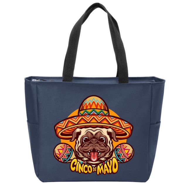 Cinco De Mayo Cute Pug Zip Tote Bag