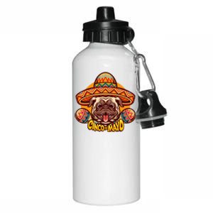 Cinco De Mayo Cute Pug Aluminum Water Bottle 