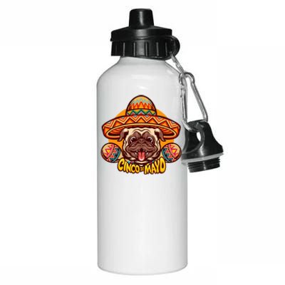 Cinco De Mayo Cute Pug Aluminum Water Bottle