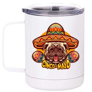 Cinco De Mayo Cute Pug 12 oz Stainless Steel Tumbler Cup