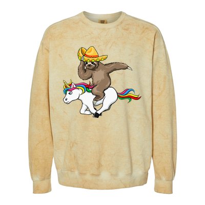 Cinco De Mayo Funny Sloth Riding Unicorn Colorblast Crewneck Sweatshirt