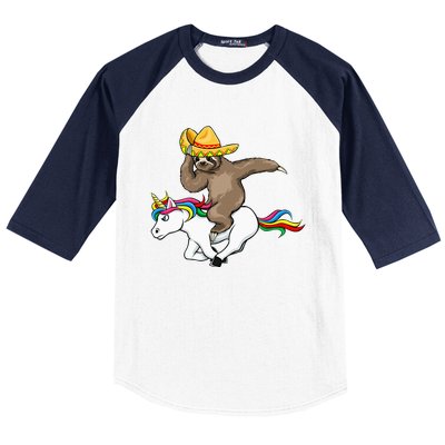 Cinco De Mayo Funny Sloth Riding Unicorn Baseball Sleeve Shirt