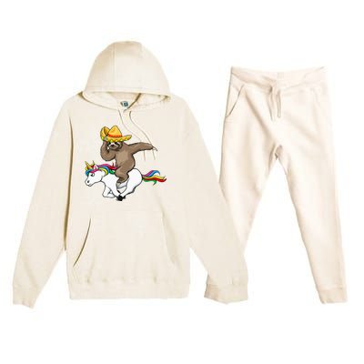 Cinco De Mayo Funny Sloth Riding Unicorn Premium Hooded Sweatsuit Set