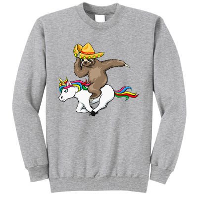 Cinco De Mayo Funny Sloth Riding Unicorn Tall Sweatshirt