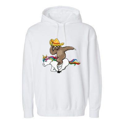 Cinco De Mayo Funny Sloth Riding Unicorn Garment-Dyed Fleece Hoodie