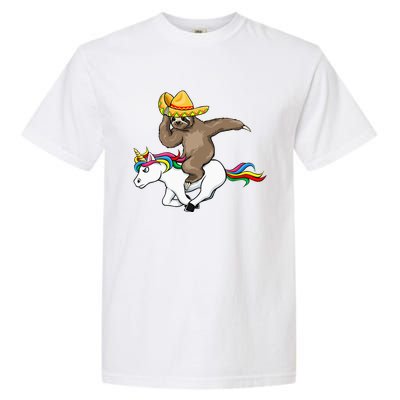 Cinco De Mayo Funny Sloth Riding Unicorn Garment-Dyed Heavyweight T-Shirt