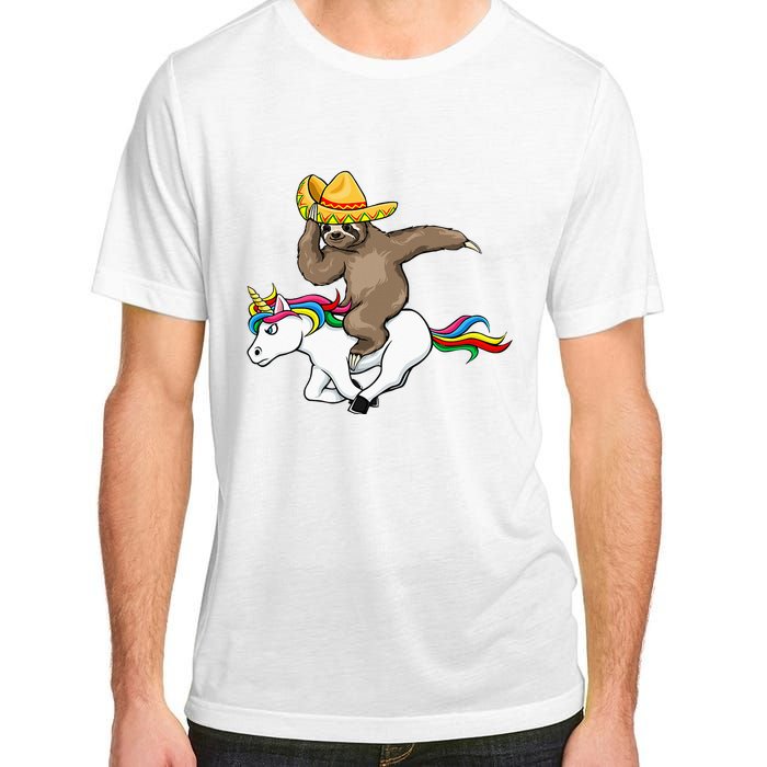 Cinco De Mayo Funny Sloth Riding Unicorn Adult ChromaSoft Performance T-Shirt