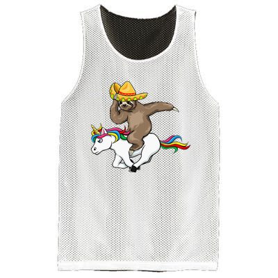 Cinco De Mayo Funny Sloth Riding Unicorn Mesh Reversible Basketball Jersey Tank