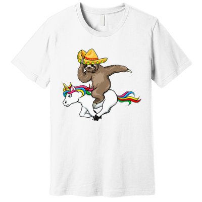 Cinco De Mayo Funny Sloth Riding Unicorn Premium T-Shirt