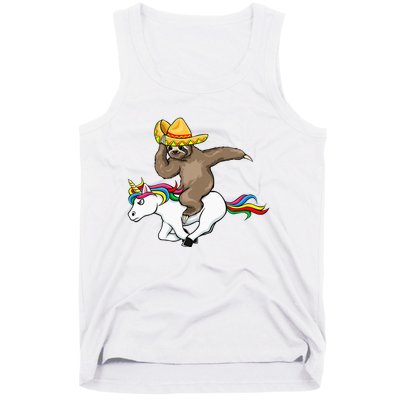 Cinco De Mayo Funny Sloth Riding Unicorn Tank Top