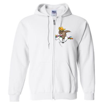 Cinco De Mayo Funny Sloth Riding Unicorn Full Zip Hoodie