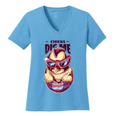 Chicks Dig Me Funny Women's V-Neck T-Shirt
