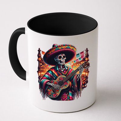 Cinco De Mayo Skeleton Sugar Skull Fiesta Sombreros Guitar Mug