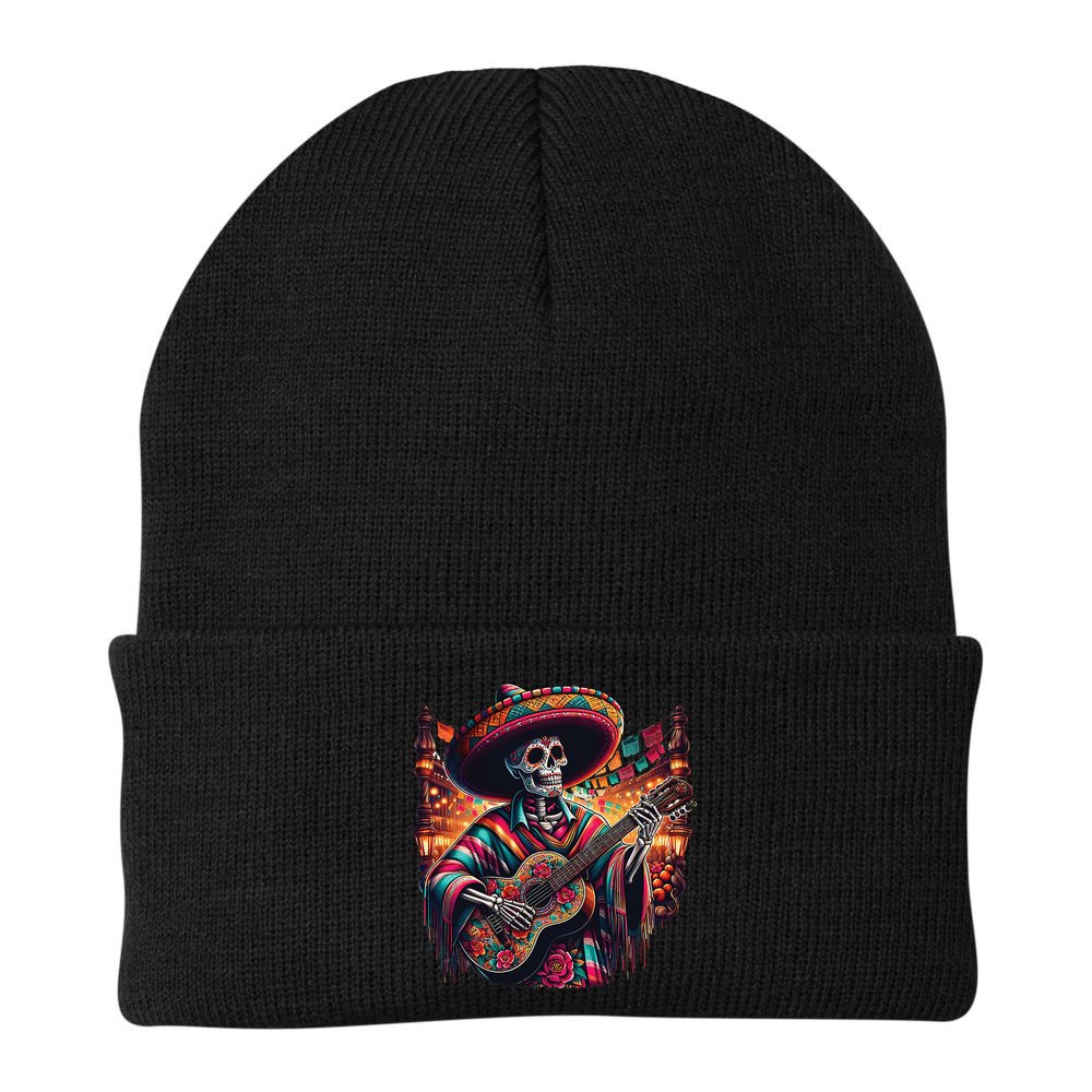 Cinco De Mayo Skeleton Sugar Skull Fiesta Sombreros Guitar Beanie