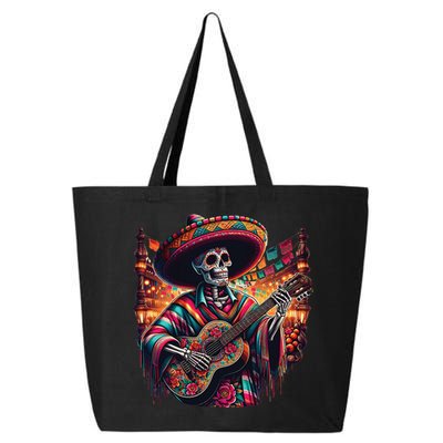 Cinco De Mayo Skeleton Sugar Skull Fiesta Sombreros Guitar 25L Jumbo Tote