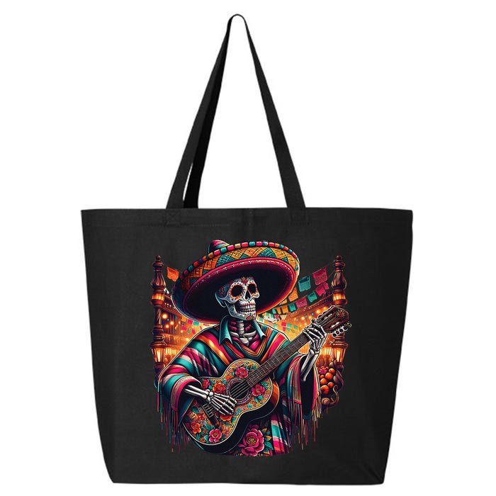 Cinco De Mayo Skeleton Sugar Skull Fiesta Sombreros Guitar 25L Jumbo Tote