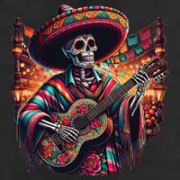 Cinco De Mayo Skeleton Sugar Skull Fiesta Sombreros Guitar 25L Jumbo Tote
