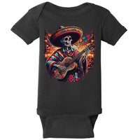 Cinco De Mayo Skeleton Sugar Skull Fiesta Sombreros Guitar Baby Bodysuit