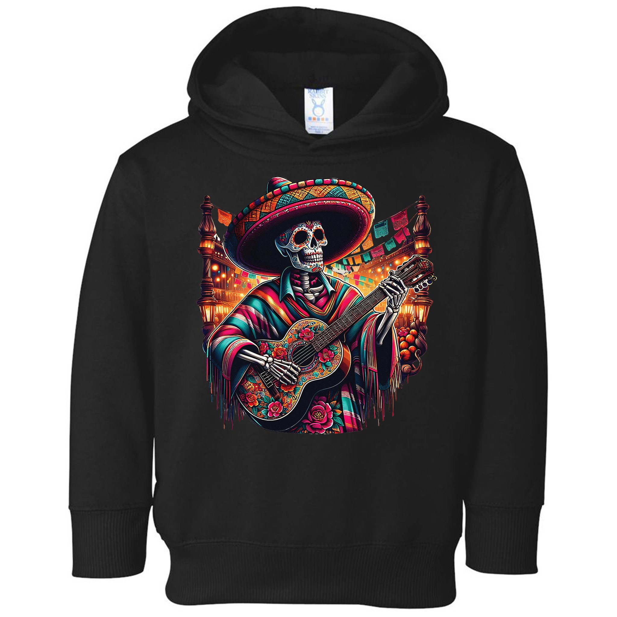 Cinco De Mayo Skeleton Sugar Skull Fiesta Sombreros Guitar Toddler Hoodie
