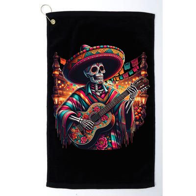 Cinco De Mayo Skeleton Sugar Skull Fiesta Sombreros Guitar Golf Towel