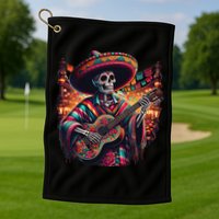 Cinco De Mayo Skeleton Sugar Skull Fiesta Sombreros Guitar Golf Towel