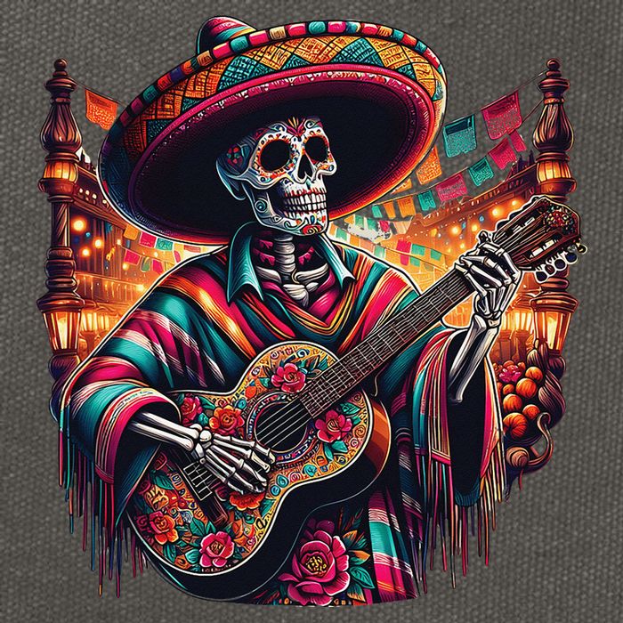 Cinco De Mayo Skeleton Sugar Skull Fiesta Sombreros Guitar Cotton Canvas Backpack