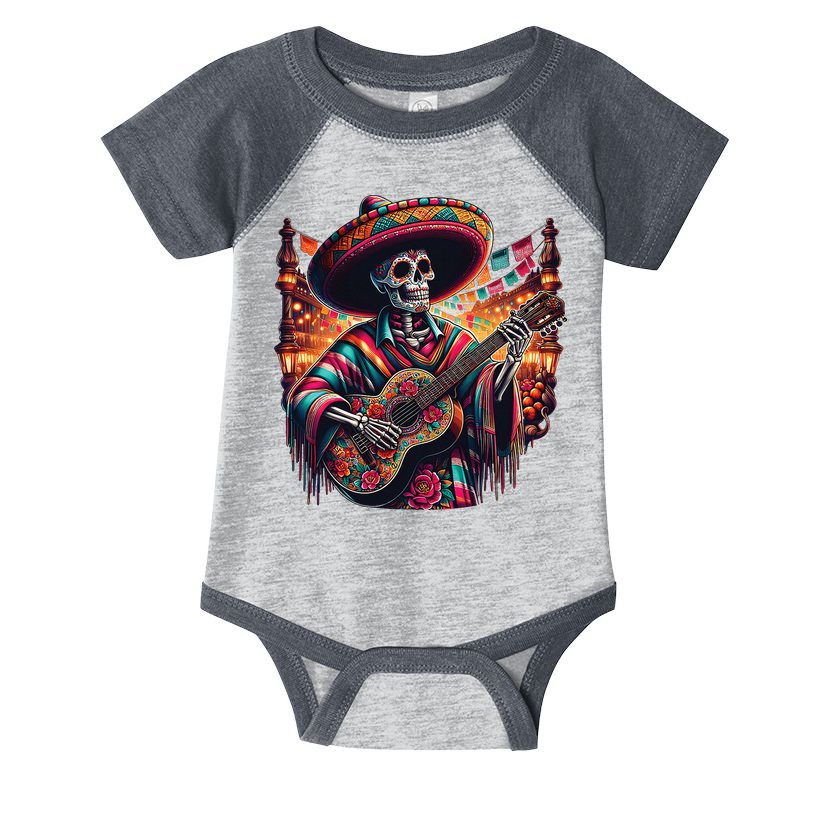 Cinco De Mayo Skeleton Sugar Skull Fiesta Sombreros Guitar Infant Baby Jersey Bodysuit