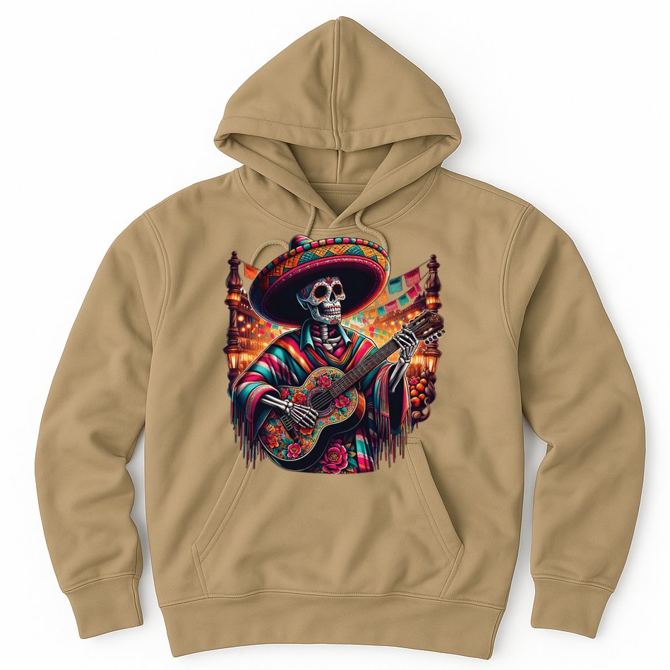 Cinco De Mayo Skeleton Sugar Skull Fiesta Sombreros Guitar Hoodie