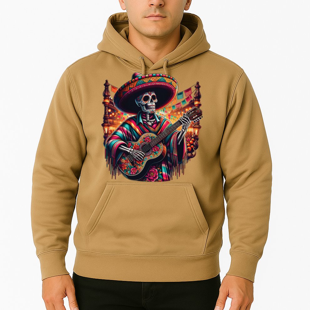 Cinco De Mayo Skeleton Sugar Skull Fiesta Sombreros Guitar Hoodie