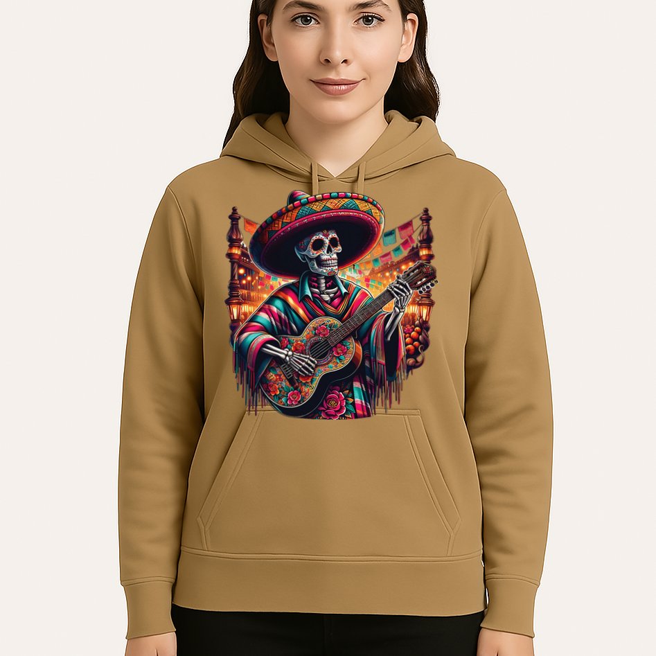 Cinco De Mayo Skeleton Sugar Skull Fiesta Sombreros Guitar Hoodie
