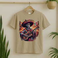 Cinco De Mayo Skeleton Sugar Skull Fiesta Sombreros Guitar T-Shirt