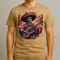 Cinco De Mayo Skeleton Sugar Skull Fiesta Sombreros Guitar T-Shirt