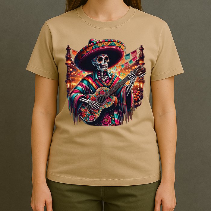 Cinco De Mayo Skeleton Sugar Skull Fiesta Sombreros Guitar T-Shirt