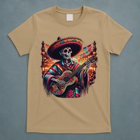 Cinco De Mayo Skeleton Sugar Skull Fiesta Sombreros Guitar T-Shirt