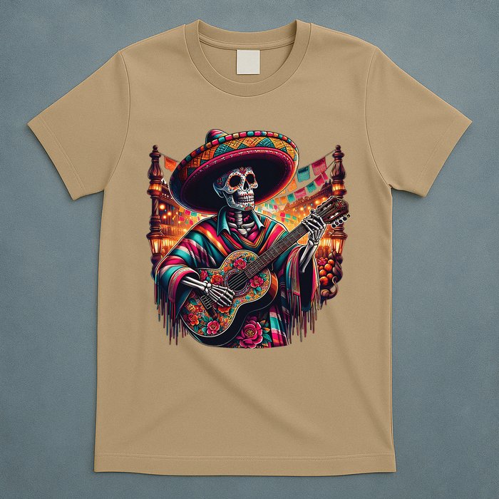 Cinco De Mayo Skeleton Sugar Skull Fiesta Sombreros Guitar T-Shirt