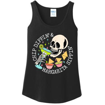 Chip Dippin Margarita Sippin Funny Skull Skeleton Ladies Essential Tank