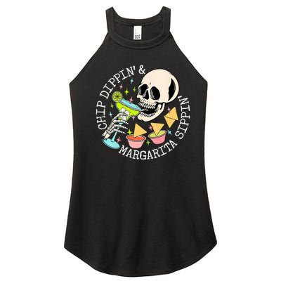 Chip Dippin Margarita Sippin Funny Skull Skeleton Women’s Perfect Tri Rocker Tank