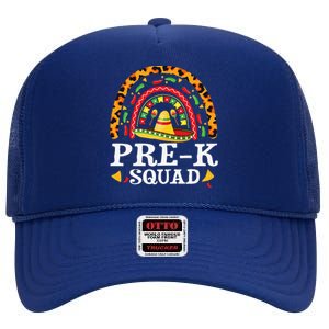 Cinco De Mayo Rainbow Leopard PreK Squad Teacher High Crown Mesh Back Trucker Hat