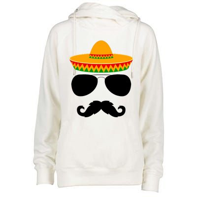 Cinco De Mayo Party Funny Cinco De Mayo Mustache Face Womens Funnel Neck Pullover Hood