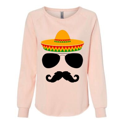 Cinco De Mayo Party Funny Cinco De Mayo Mustache Face Womens California Wash Sweatshirt