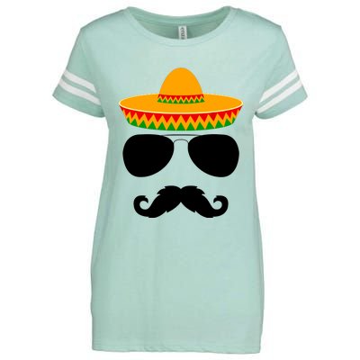 Cinco De Mayo Party Funny Cinco De Mayo Mustache Face Enza Ladies Jersey Football T-Shirt