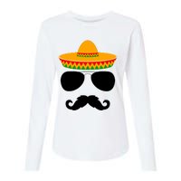 Cinco De Mayo Party Funny Cinco De Mayo Mustache Face Womens Cotton Relaxed Long Sleeve T-Shirt