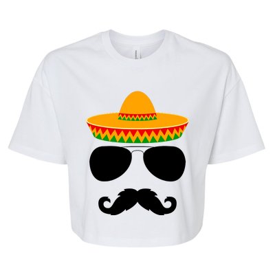 Cinco De Mayo Party Funny Cinco De Mayo Mustache Face Bella+Canvas Jersey Crop Tee