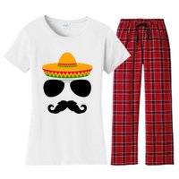 Cinco De Mayo Party Funny Cinco De Mayo Mustache Face Women's Flannel Pajama Set