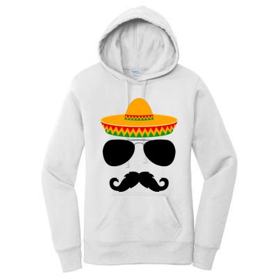 Cinco De Mayo Party Funny Cinco De Mayo Mustache Face Women's Pullover Hoodie