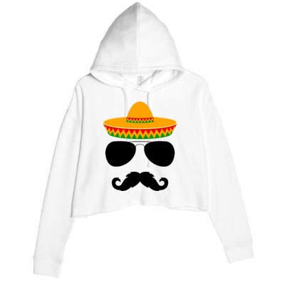 Cinco De Mayo Party Funny Cinco De Mayo Mustache Face Crop Fleece Hoodie